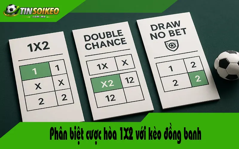 Phân biệt cược hòa 1X2 với kèo đồng banh